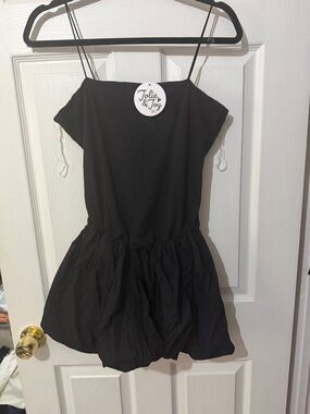 Black Spaghetti Strap Skater Romper